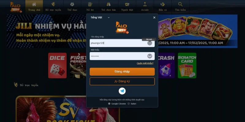 ALO789 VI VN - Mega Live Đá Gà alo789.com T10/2026 6 Hướng dẫn cách đăng nhập tài khoản Alo789